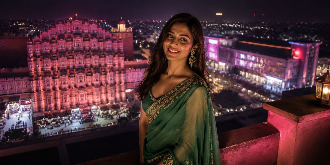 Female player enjoying Teen Patti on mobile in Jaipur